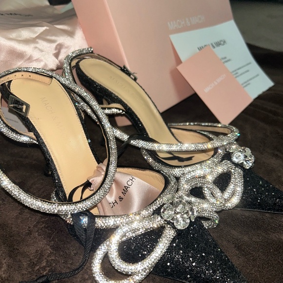 Mach & Mach Women's Black and Silver Heels - Picture 2 of 3